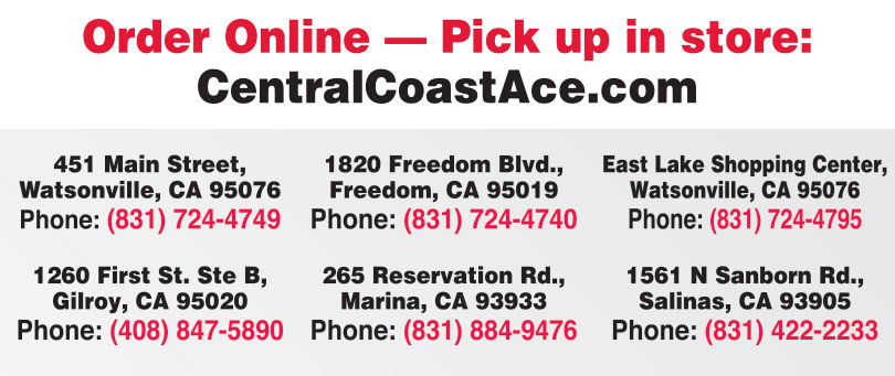 Central Coast Ace Hardware locations, watsonville, freedom, gilroy, marina, salinas