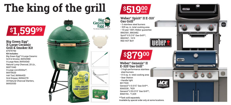 grills on sale, weber big green egg, father's day gifts sales deals, ace hardware gilroy watsonville