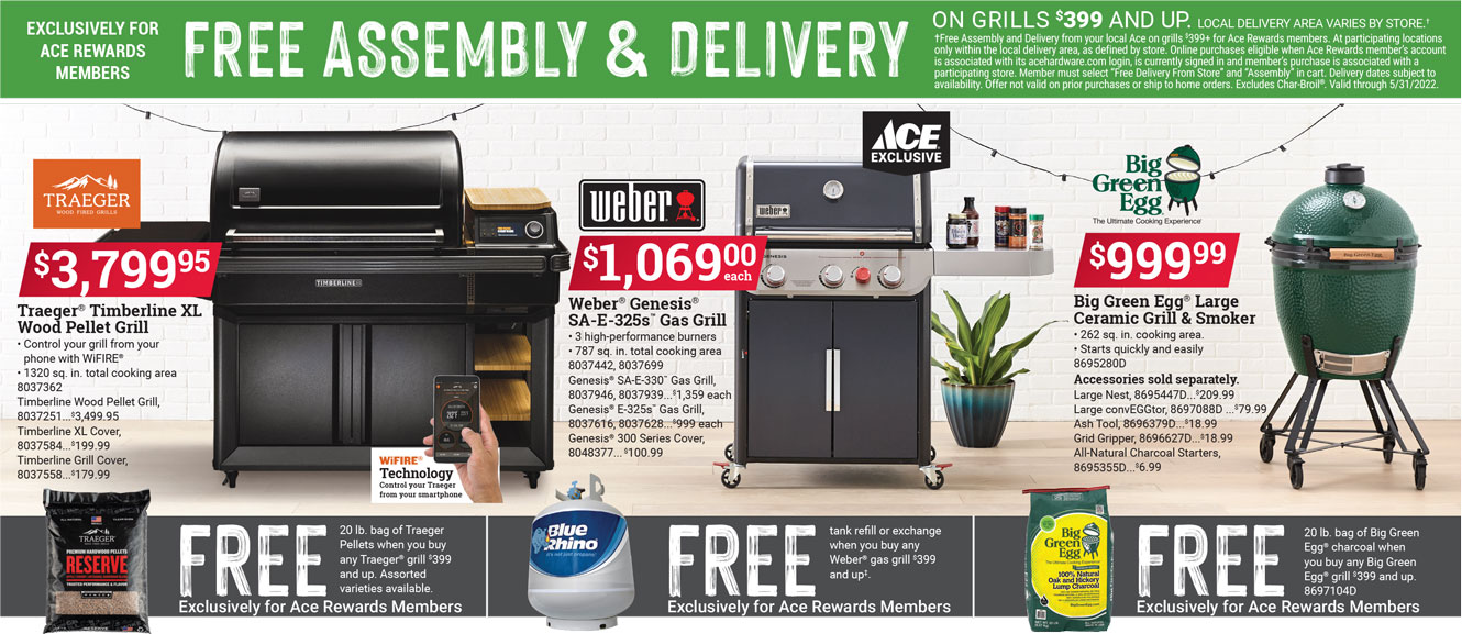 free assembly delivery grills, ace hardware gilroy seaside watsonville
