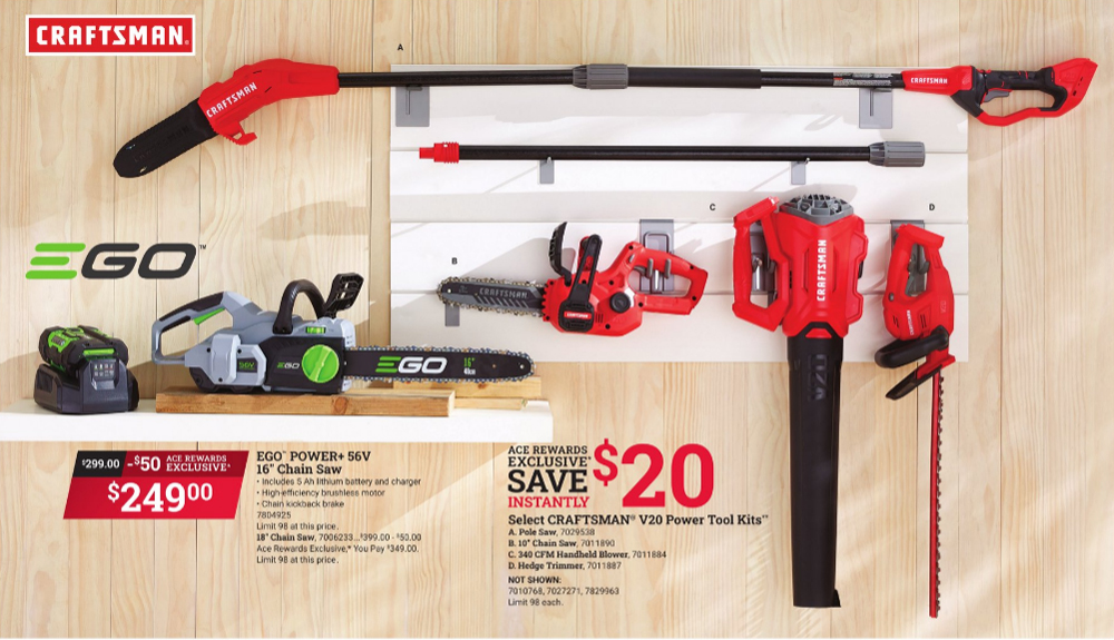 cordless tools on sale in watsonville california, best prices on craftsman and ego power tools, ace hardware