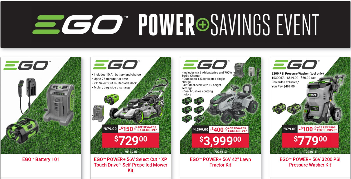 ego power tools on sale near me, central coast ace hardware