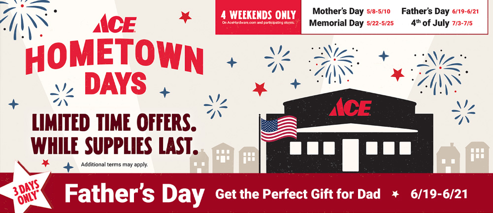 ace hometown days, summer sales on tools, garden supplies, central coast ace hardware